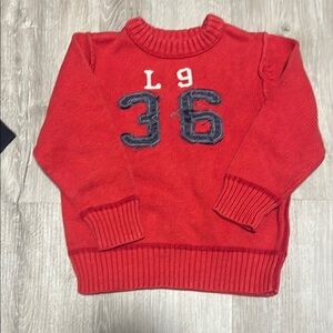 Red Knit Sweater with Number Design